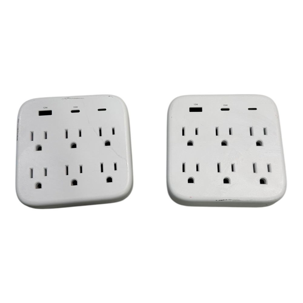 Dealworthy 6-Outlets Surge Protector‎ Wall Tap with USB-A USB-C Ports - 2 Pack